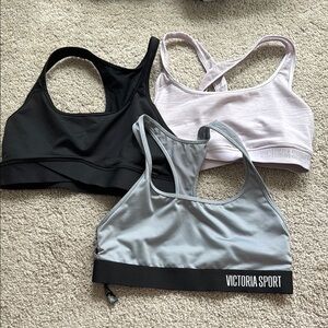 Victoria's Secret Black and Gray Sports Bras Moisture-Wicking Racerback